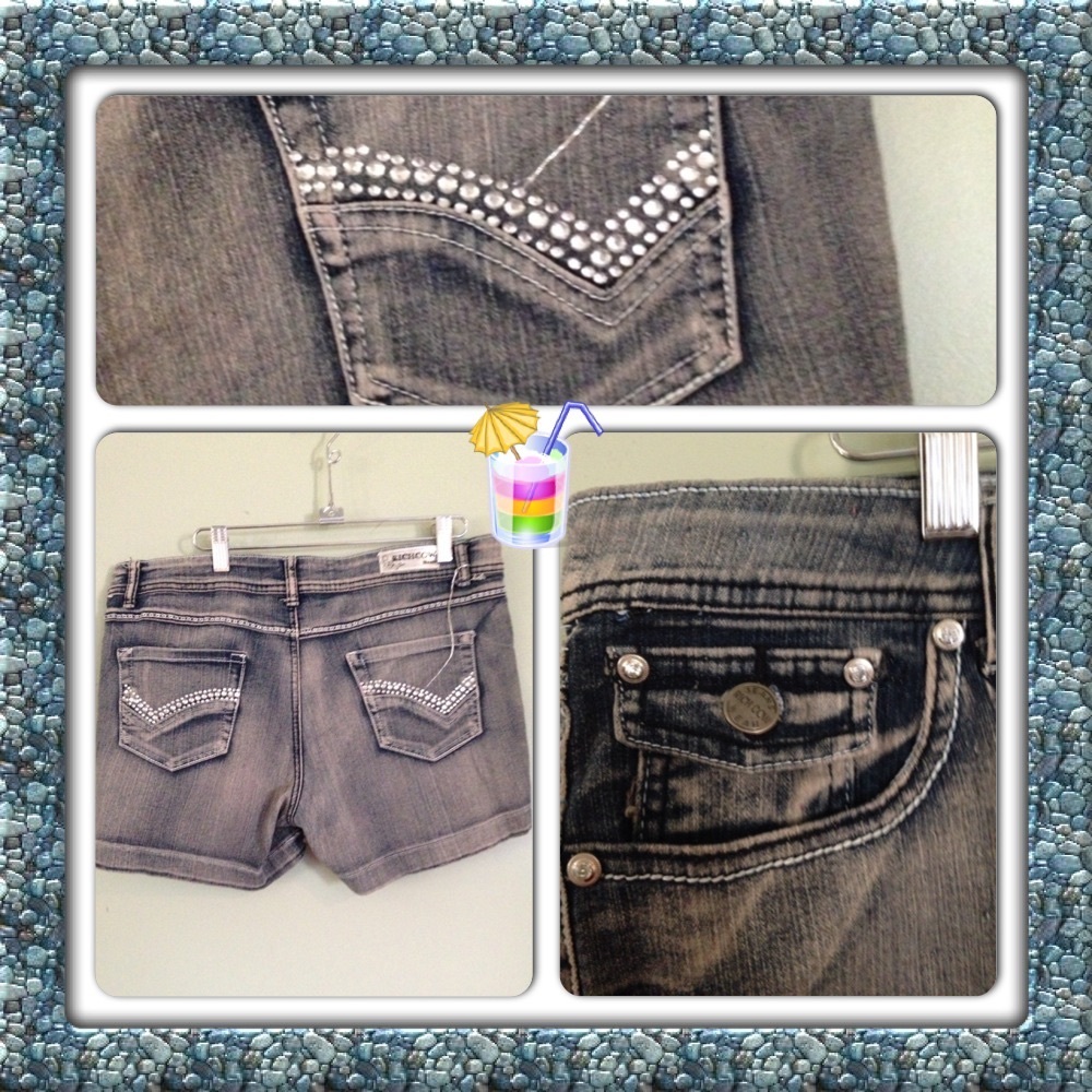 NEW RHINESTONE STUDDED BLING DENIM JEAN SHORTS